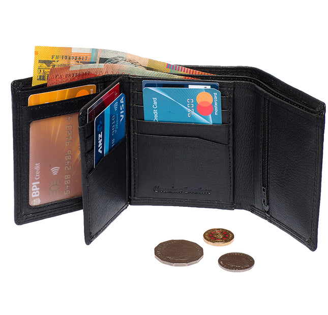 Men's Wallet Genuine Cow Hide Trifold Wallet-1389 C