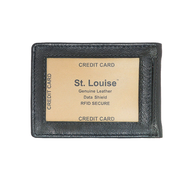 Men's Genuine Leather RFID Blocking Slim Bifold Card Holder Wallet 1394