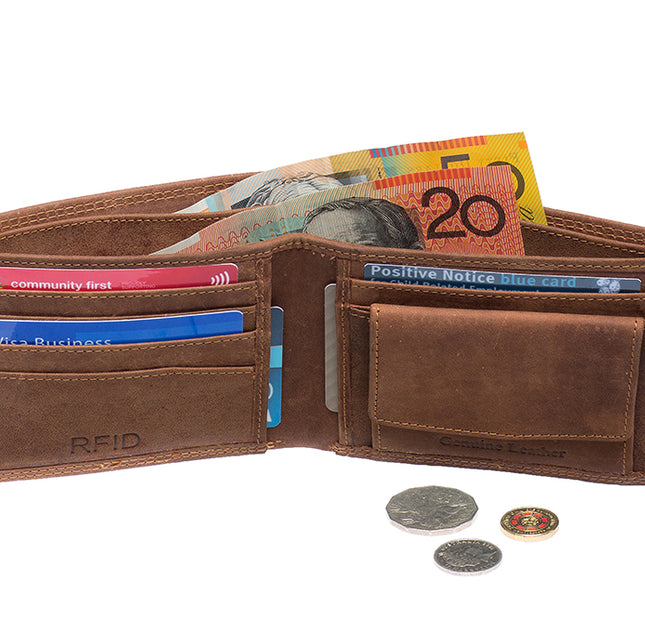 St Louise RFID Protected Cow Hide Hunter Leather Men's Wallet 1441-H