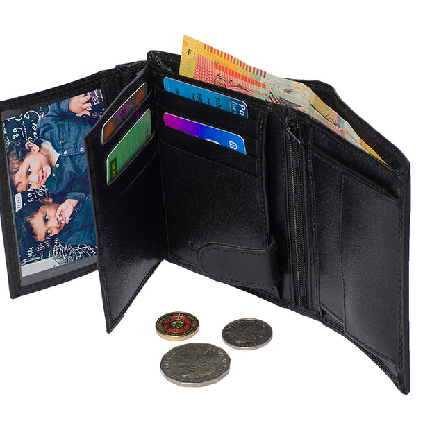 Men's Cow Hide Genuine Leather Vertical  RFID Protected Wallet 1458 C