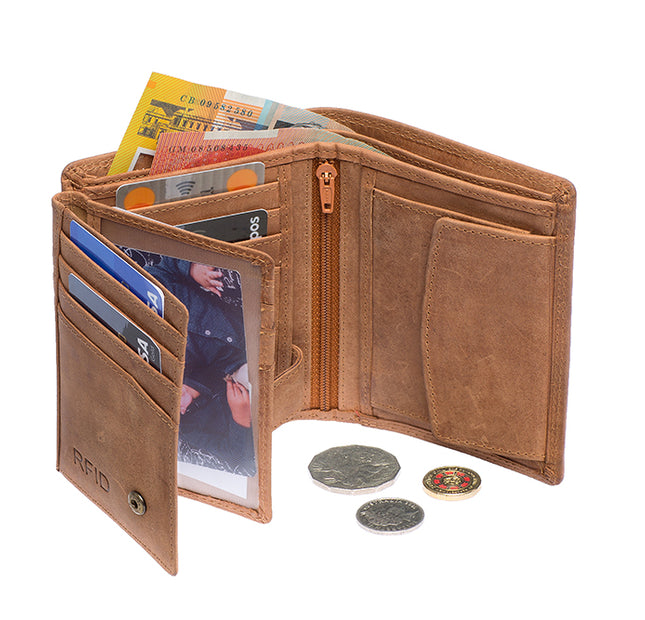 St Louise RFID Protected Cow Hide Hunter Leather Men's Wallet 1458-H