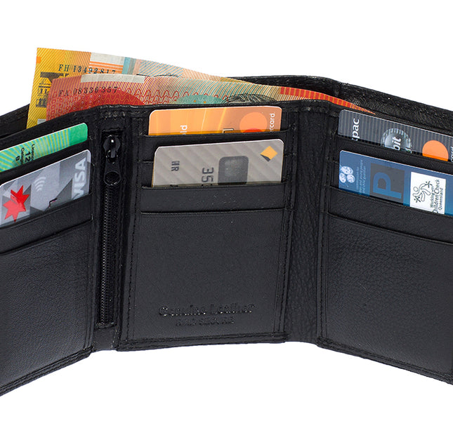 Men's Genuine  Cow Hide RFID Protected  Tri Fold Wallet 1681 C