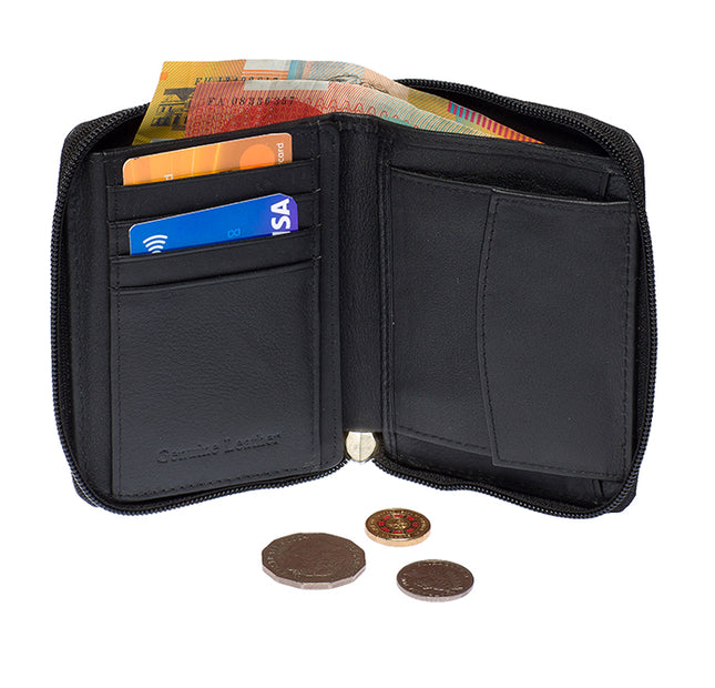 Men's Cow Hide  Zipper Vertical  RFID Protected Wallet- 1736-C