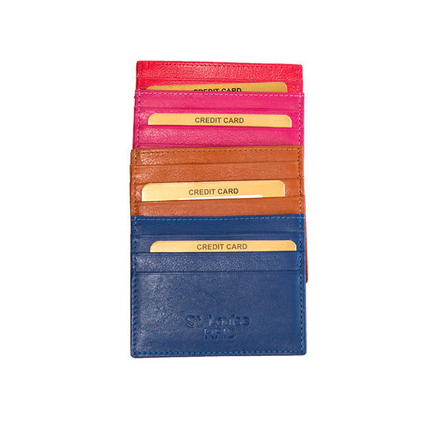 Flat Card Holder with Both side Card Slots RFID Protected Genuine Leather-1967