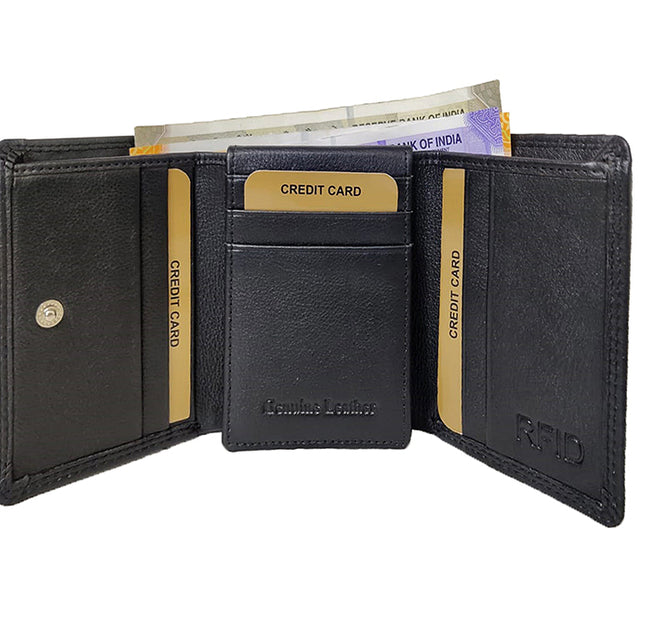Men's Cow Hide Genuine Leather Trifold Wallet-1974 C